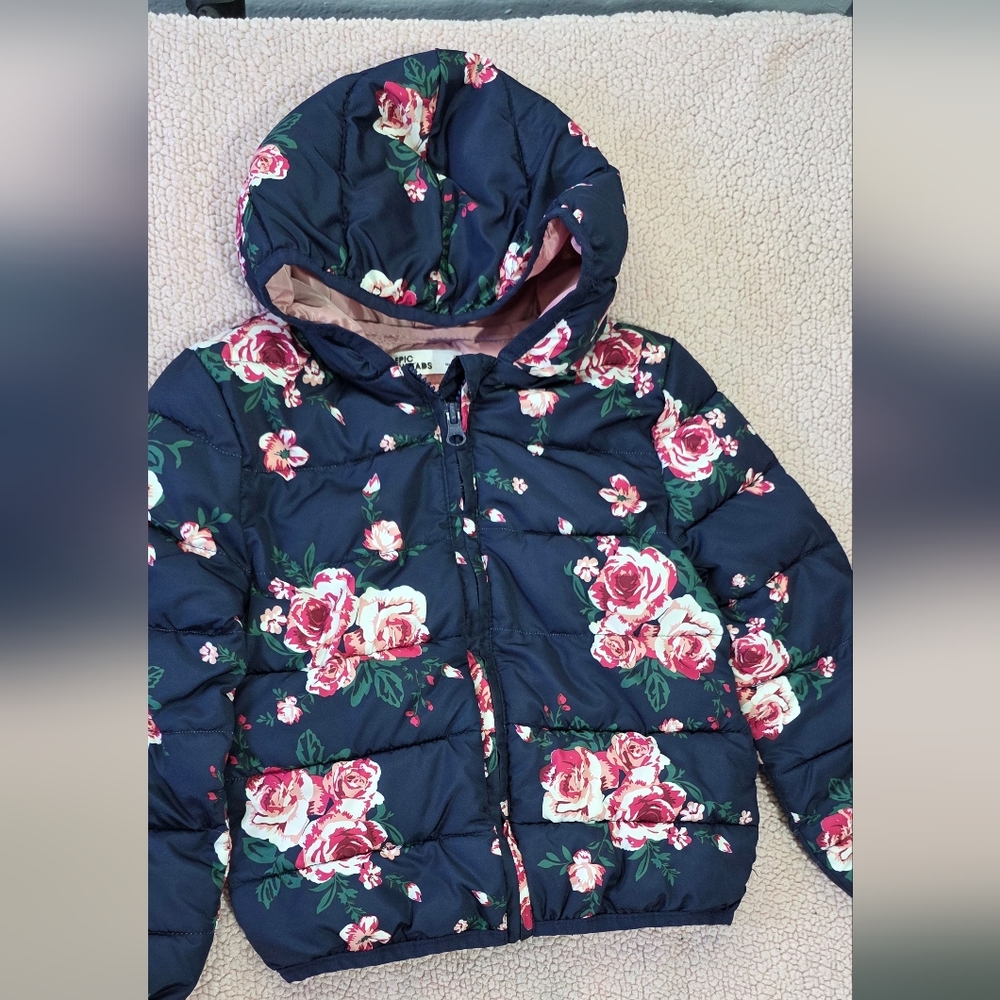 Epic Threads Navy Floral Puffer Jacket